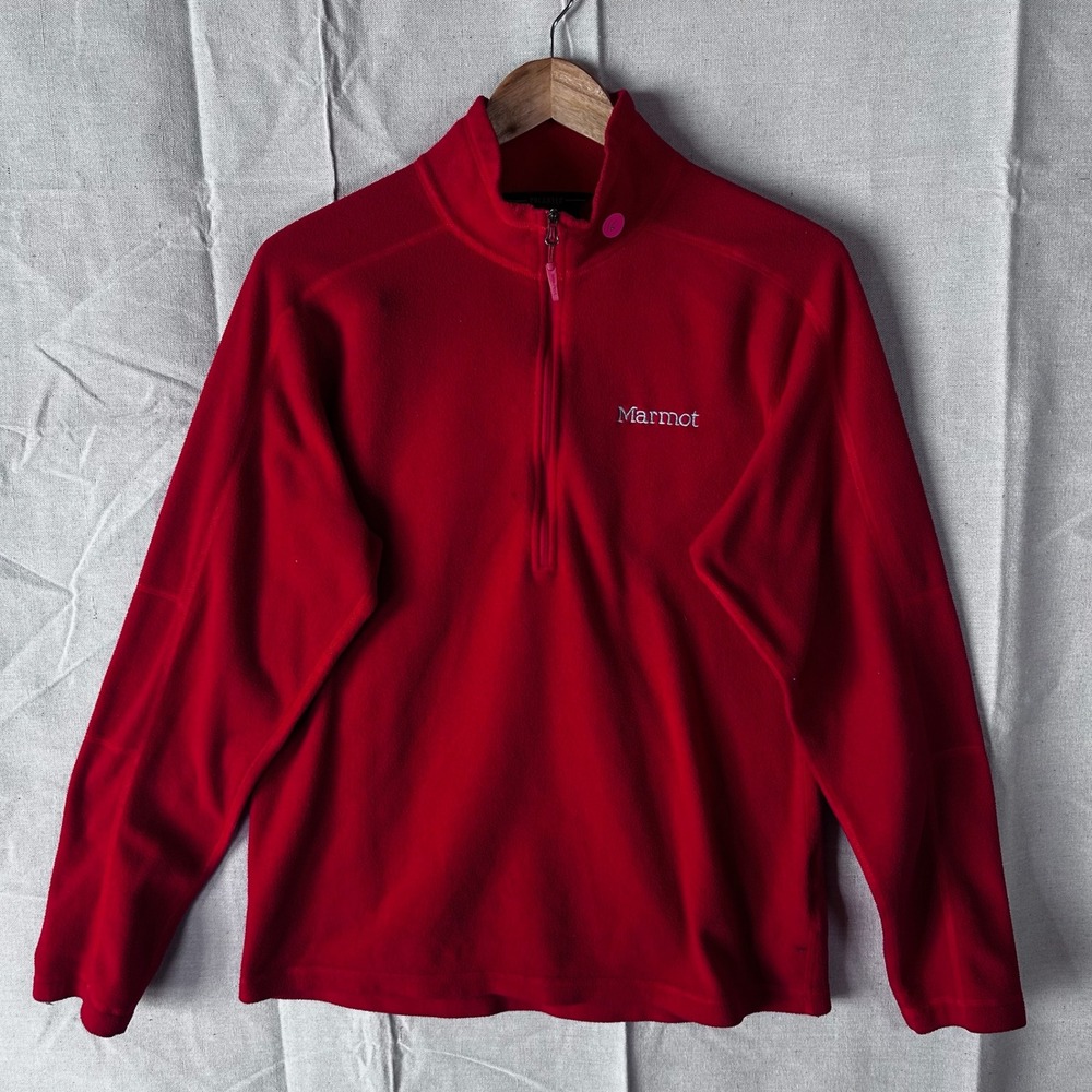 Marmot Polartec Classic‎ Fleece 1/4 Zip Pullover Red Mens Size Medium